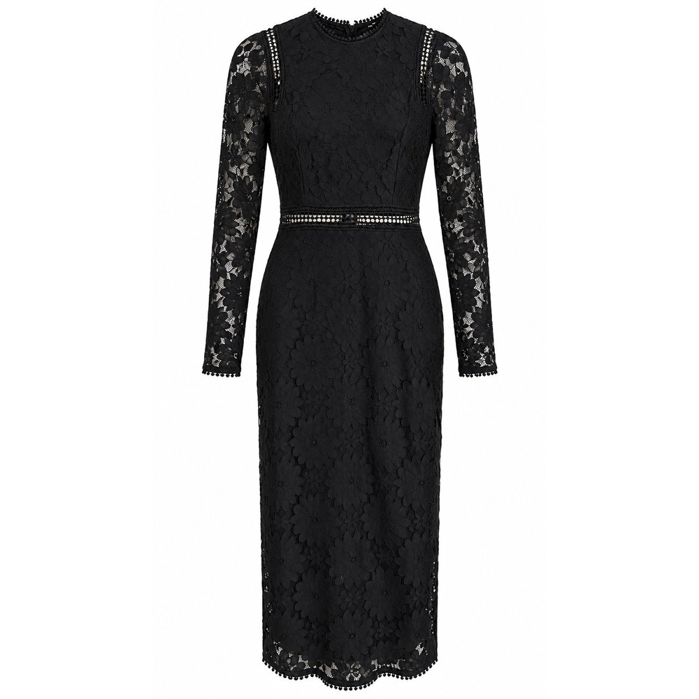 NWT PrettyLittleThing Black Lace Midi Dress Size 4 Gothic Cocktail Victorian